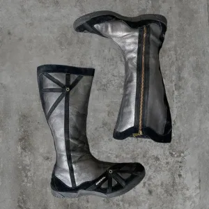 00'S DIESEL SILVER LEATHER BOOTS - EU 39