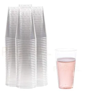 100 Clear Plastic Cups, 14 Oz Hard Plastic Disposable Cups, Plastic Wine Cups