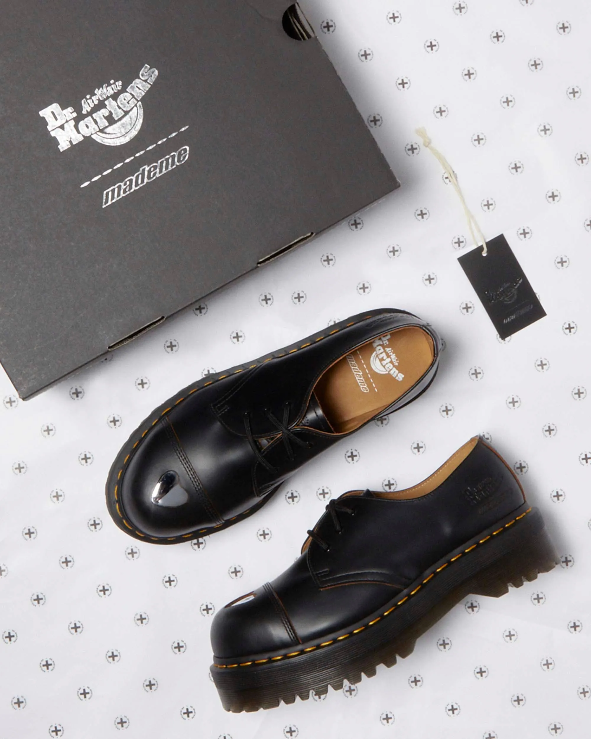 1461 Quad Mademe Black Vintage Smooth Leather Shoes