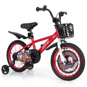 16 Inch Kids Bike Adjustable with Storage Basket and Double Brake for 4-8 Years Old-16 inches