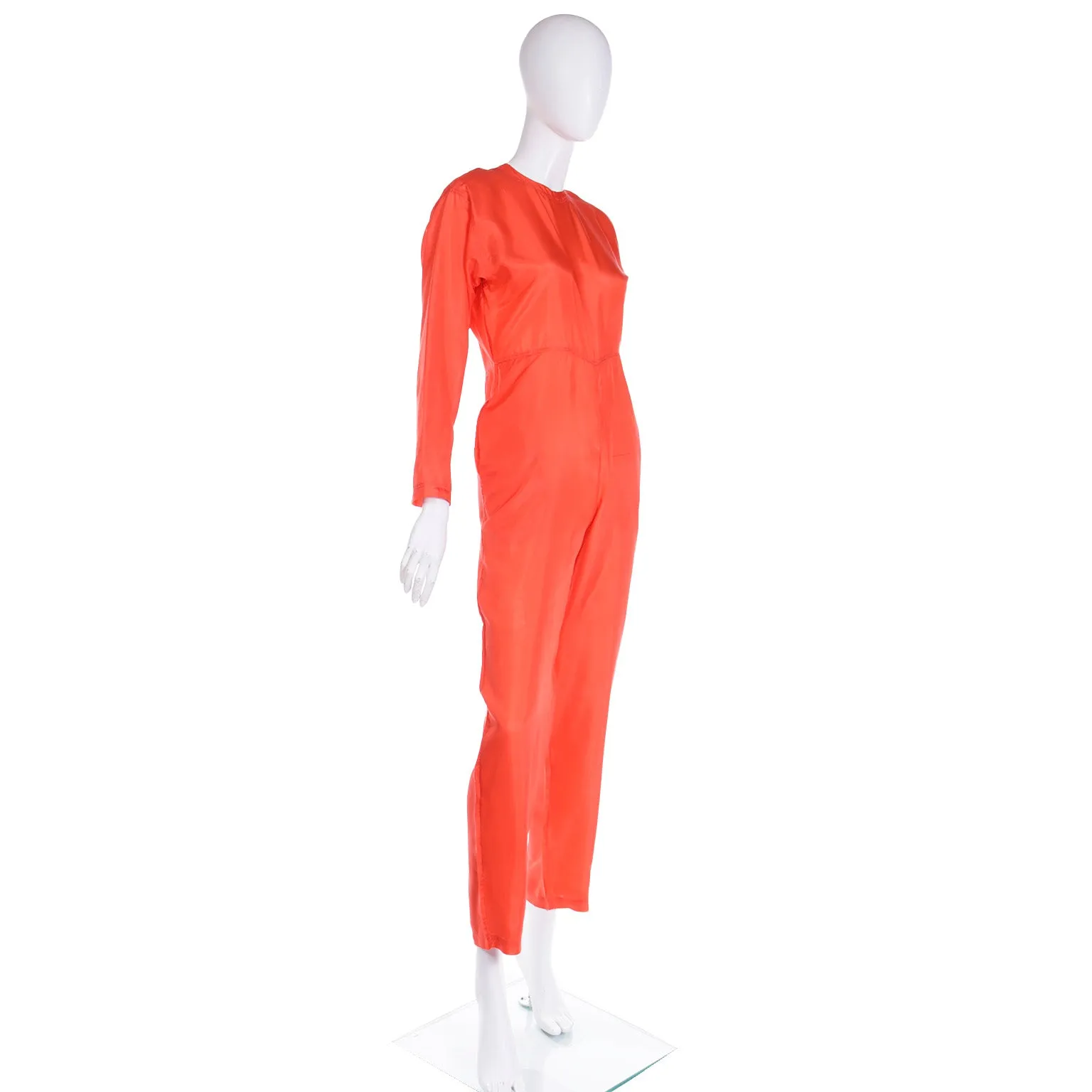 1980s Isaac Mizrahi Vintage Orange Red Silk Jumpsuit