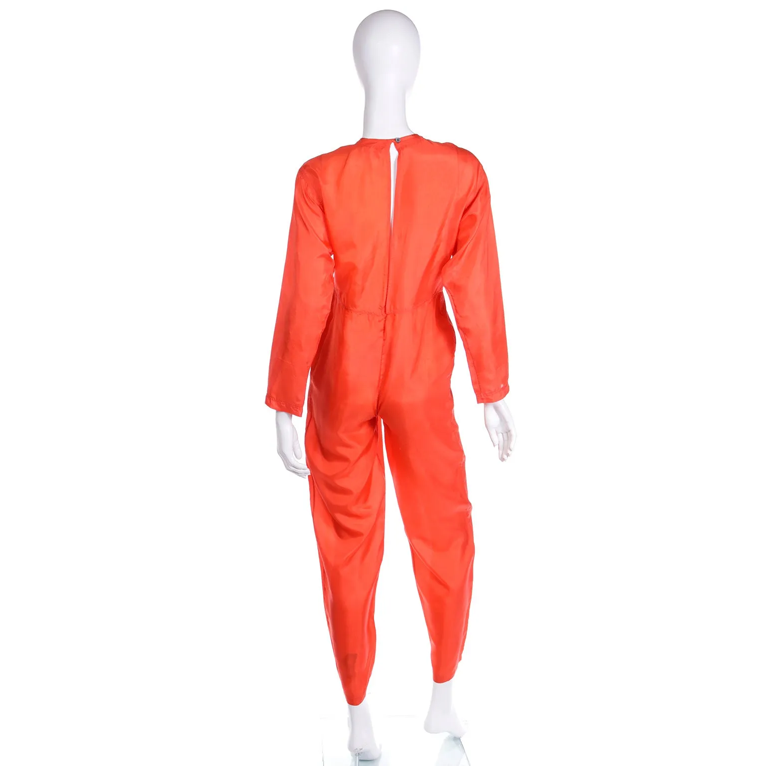 1980s Isaac Mizrahi Vintage Orange Red Silk Jumpsuit