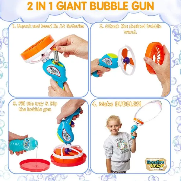 2 in 1 Giant Outdoor Play Summer Bubble Blaster Gun