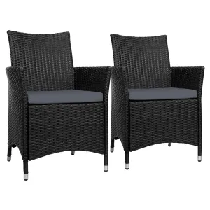 2PC Outdoor Dining Chairs Patio Furniture Wicker Garden Cushion Idris