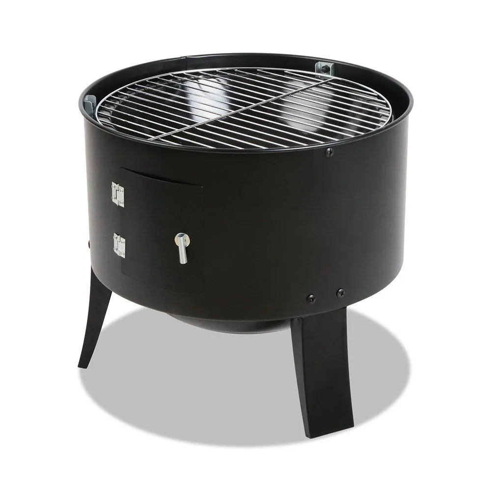 3-in-1 Charcoal BBQ Smoker Cooking Grill Barbeque Black Fathers Gift