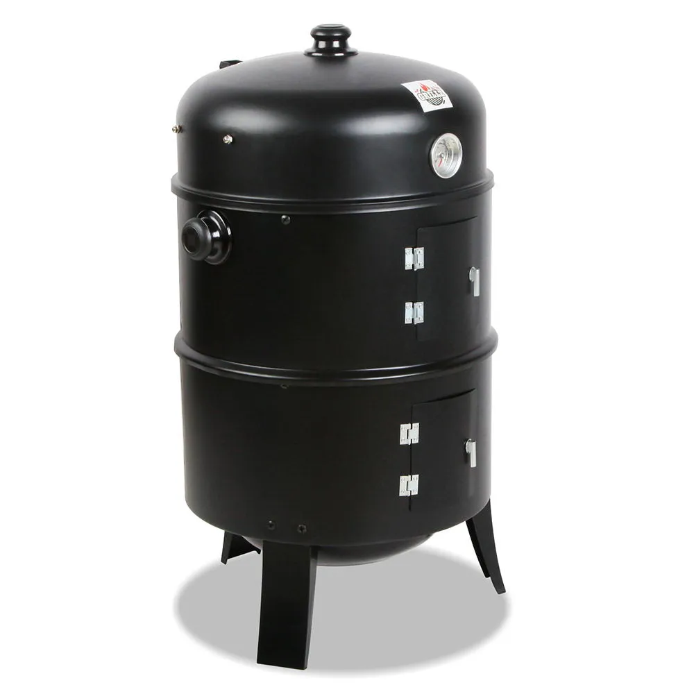 3-in-1 Charcoal BBQ Smoker Cooking Grill Barbeque Black Fathers Gift