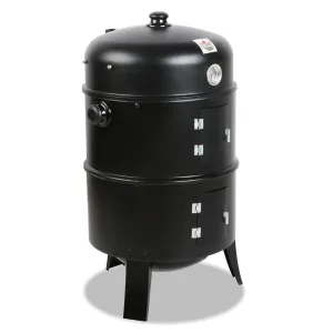 3-in-1 Charcoal BBQ Smoker Cooking Grill Barbeque Black Fathers Gift