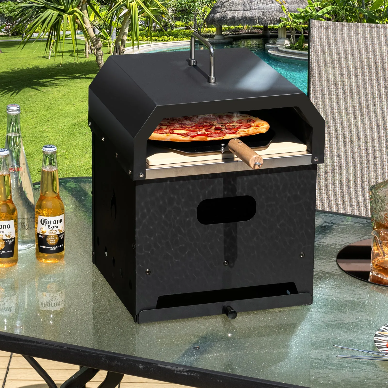 4-in-1 Multipurpose Outdoor Pizza Oven with Pizza Stone