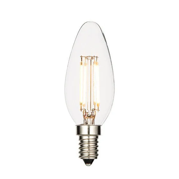 4 Watt (2700K) LED Filament Small ES (E14) Clear Candle Lamp