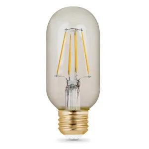 4W (40W Replacement) T14 E26 Dimmable Straight Filament Amber Glass Vintage Edison LED Light Bulb, Soft White