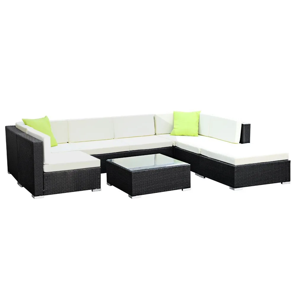 8-Piece Outdoor Sofa Set Wicker Couch Lounge Setting 7 Seater