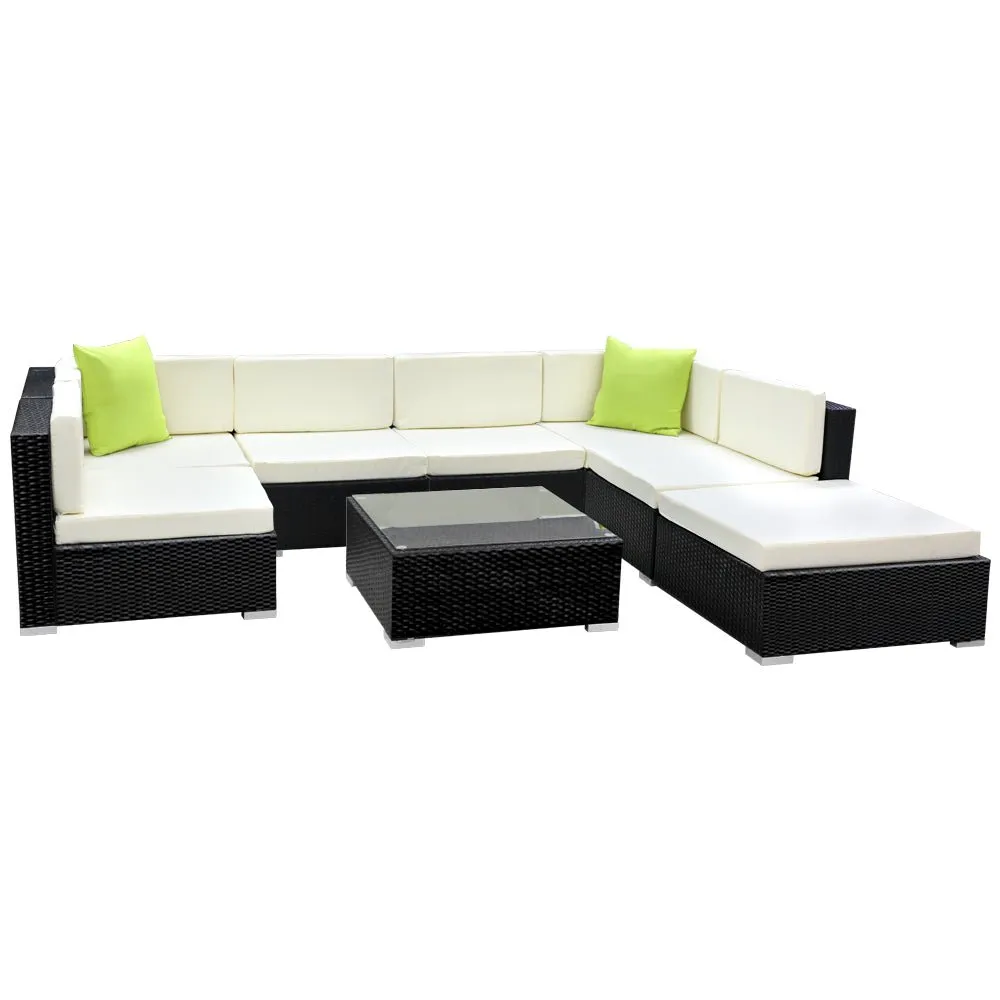 8-Piece Outdoor Sofa Set Wicker Couch Lounge Setting 7 Seater