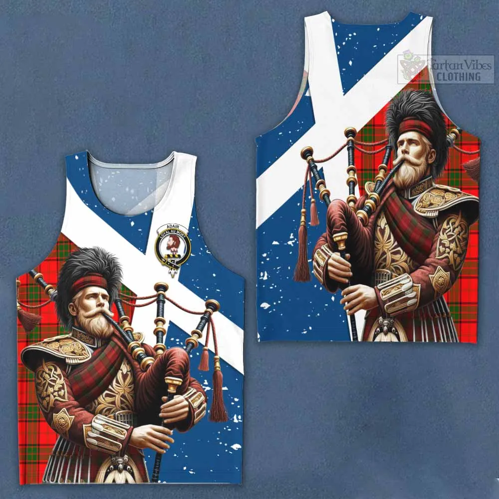 Adair Tartan Men's Tank Top with Family Crest Scottish Bagpiper Vibes