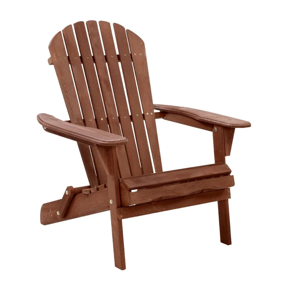 Adirondack Outdoor Chairs Wooden Foldable Beach Chair Patio Furniture Brown