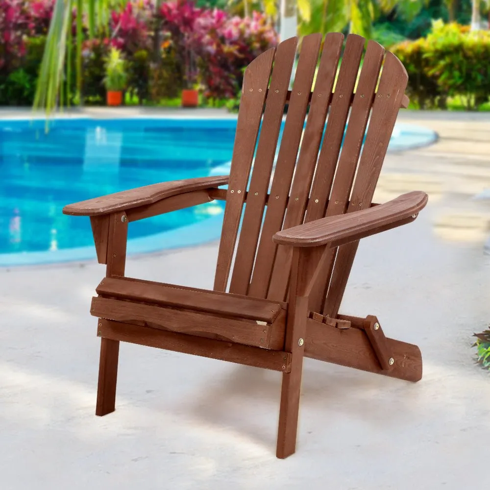 Adirondack Outdoor Chairs Wooden Foldable Beach Chair Patio Furniture Brown