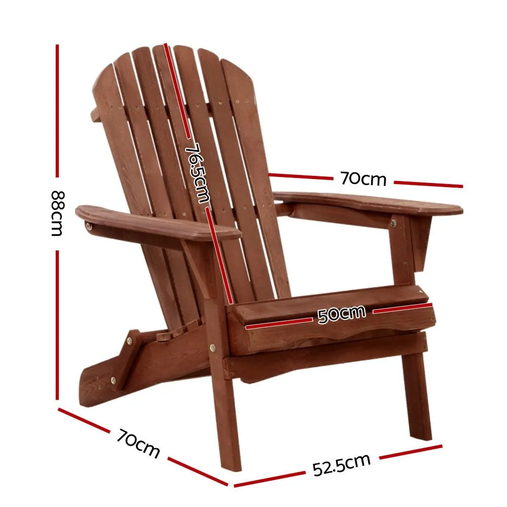 Adirondack Outdoor Chairs Wooden Foldable Beach Chair Patio Furniture Brown