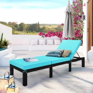 Adjustable PE Rattan Wicker Chaise Lounge