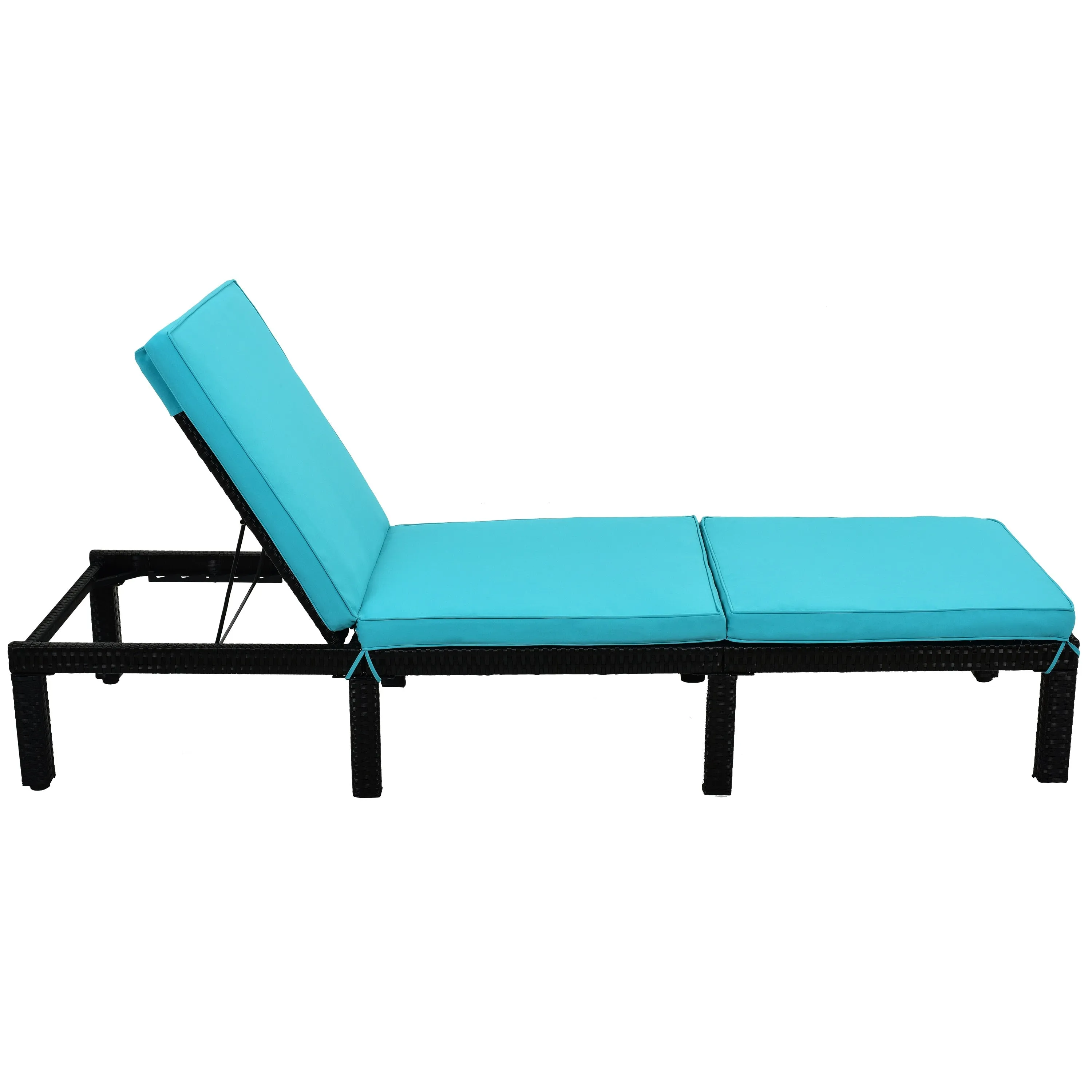 Adjustable PE Rattan Wicker Chaise Lounge