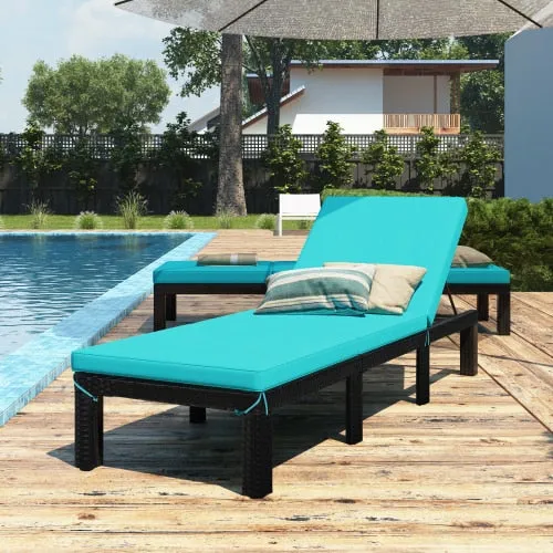 Adjustable PE Rattan Wicker Chaise Lounge