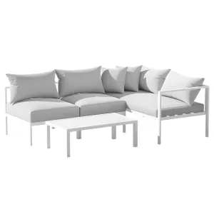 Airlie 4 Seat Aluminium Outdoor Sofa and Table Set White