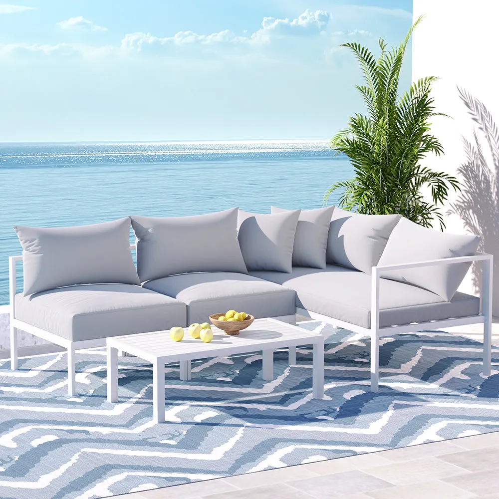 Airlie 4 Seat Aluminium Outdoor Sofa and Table Set White