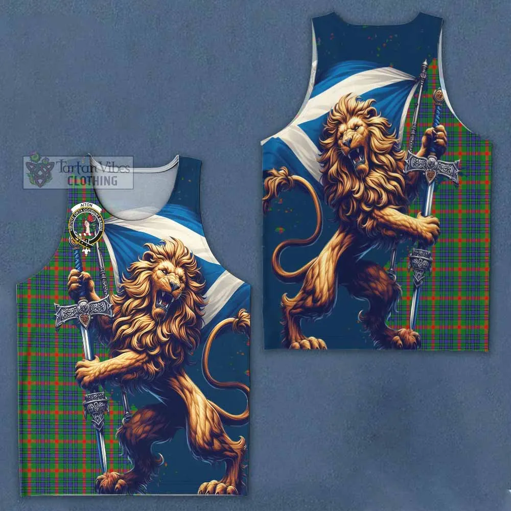 Aiton Tartan Family Crest Men's Tank Top with Scottish Majestic Lion