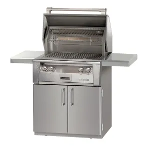 Alfresco 30" Freestanding Gas Grill Cart in Stainless Steel with Rotisserie -Natural Gas