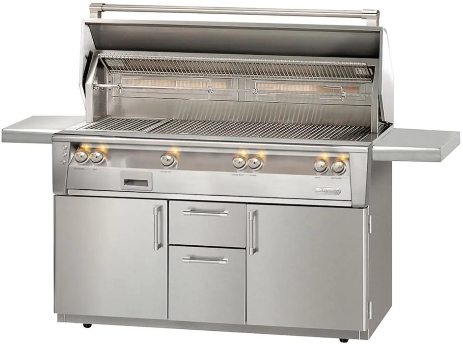 Alfresco 56-inch Freestanding Grill in Stainless Steel  with Cart & Rotisserie - Propane