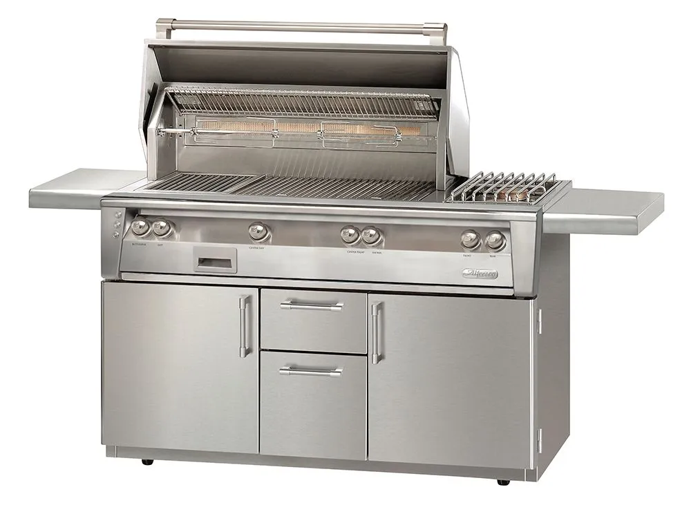 Alfresco 56" Freestanding Gas Grill in Stainless Steel W/Side Burner & Rotisserie -NG