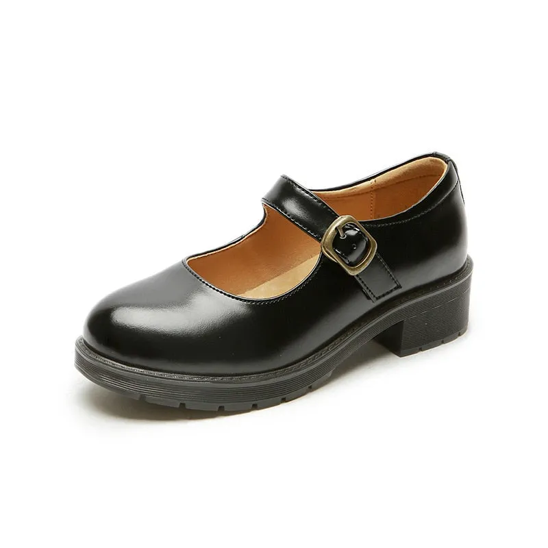 Amozae-Graduation Gift Big Sale 2024 Spring New Small Leather Shoes Female Uniform Round Toe Thick Heel British College Style Women's Shoes Vintage Shoes A20