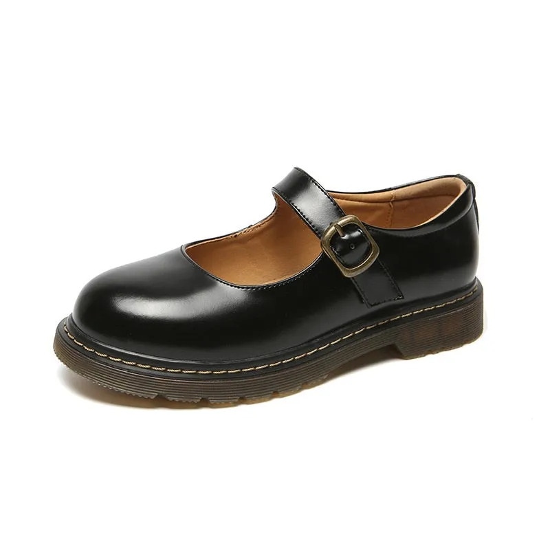 Amozae-Graduation Gift Big Sale 2024 Spring New Small Leather Shoes Female Uniform Round Toe Thick Heel British College Style Women's Shoes Vintage Shoes A20