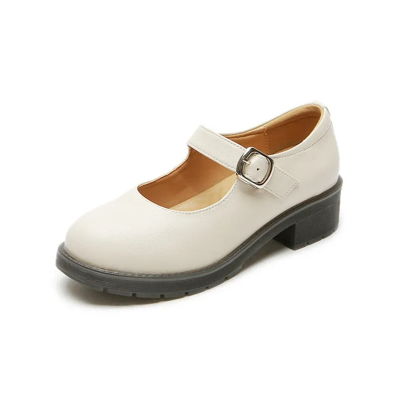 Amozae-Graduation Gift Big Sale 2024 Spring New Small Leather Shoes Female Uniform Round Toe Thick Heel British College Style Women's Shoes Vintage Shoes A20