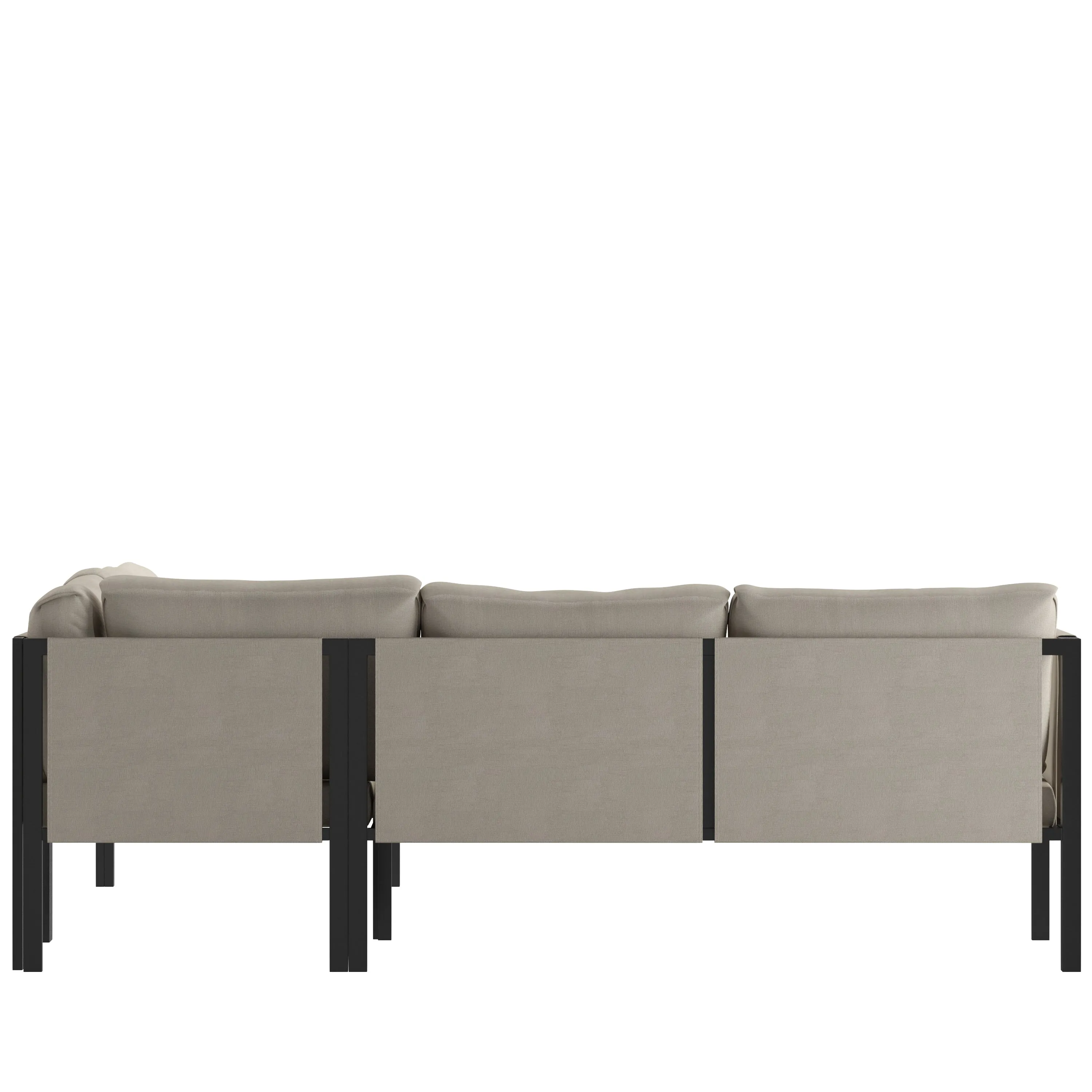 Amy Black Metal Indoor/Outdoor Patio Sectional with Storage Pockets