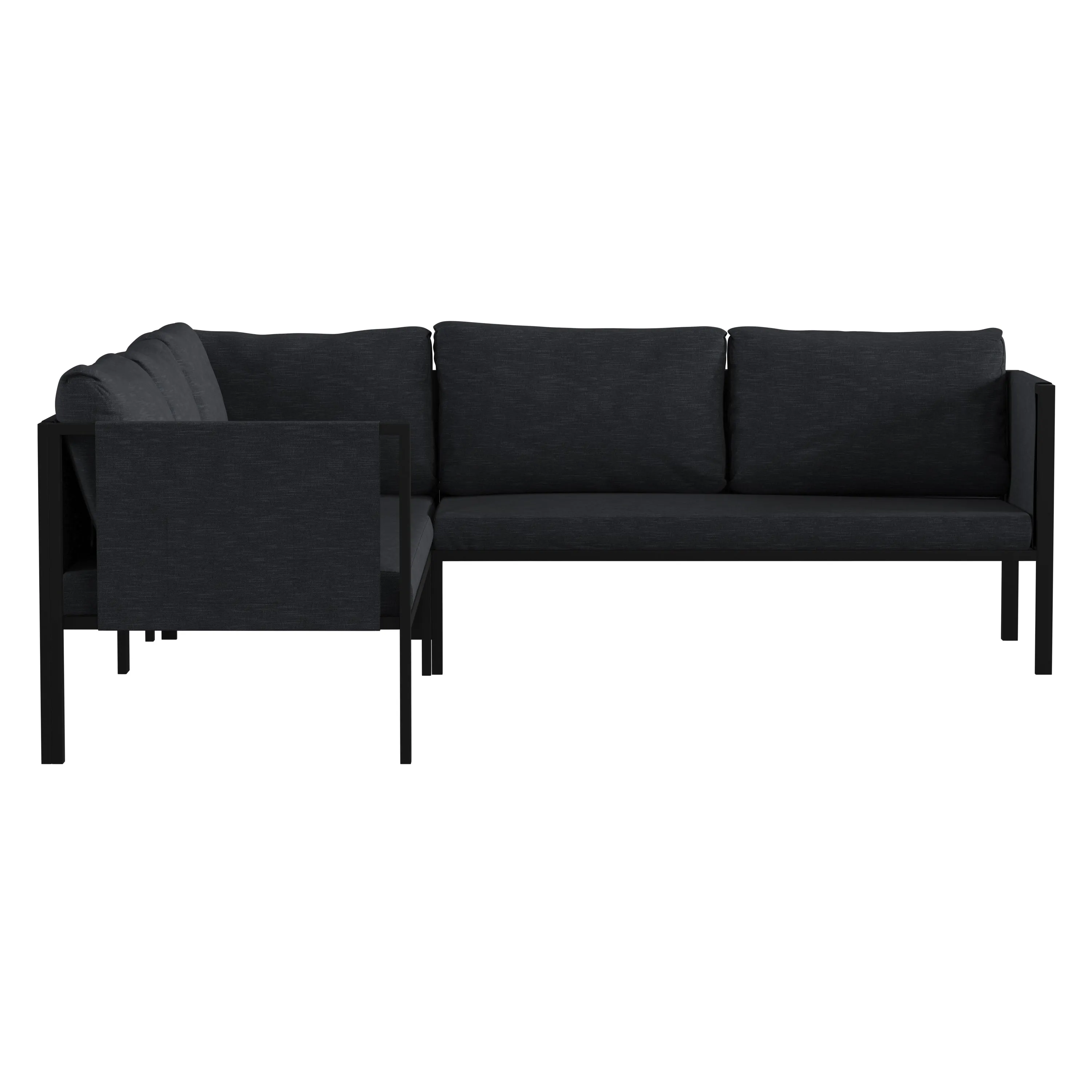 Amy Black Metal Indoor/Outdoor Patio Sectional with Storage Pockets