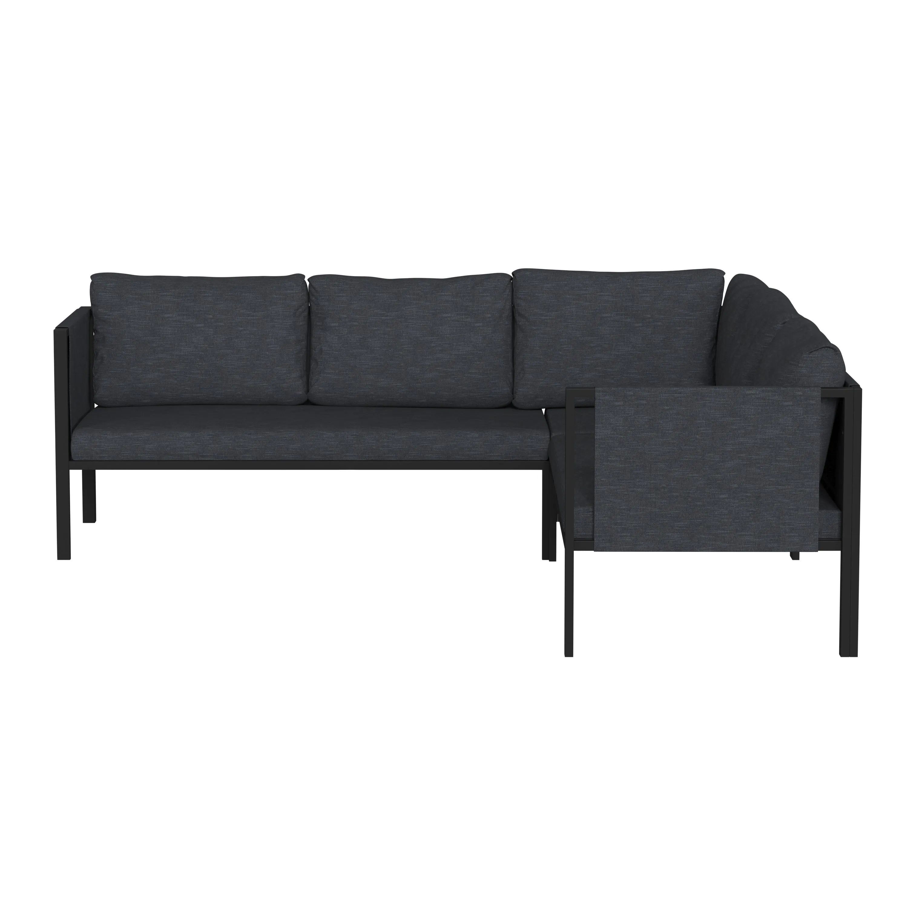 Amy Black Metal Indoor/Outdoor Patio Sectional with Storage Pockets