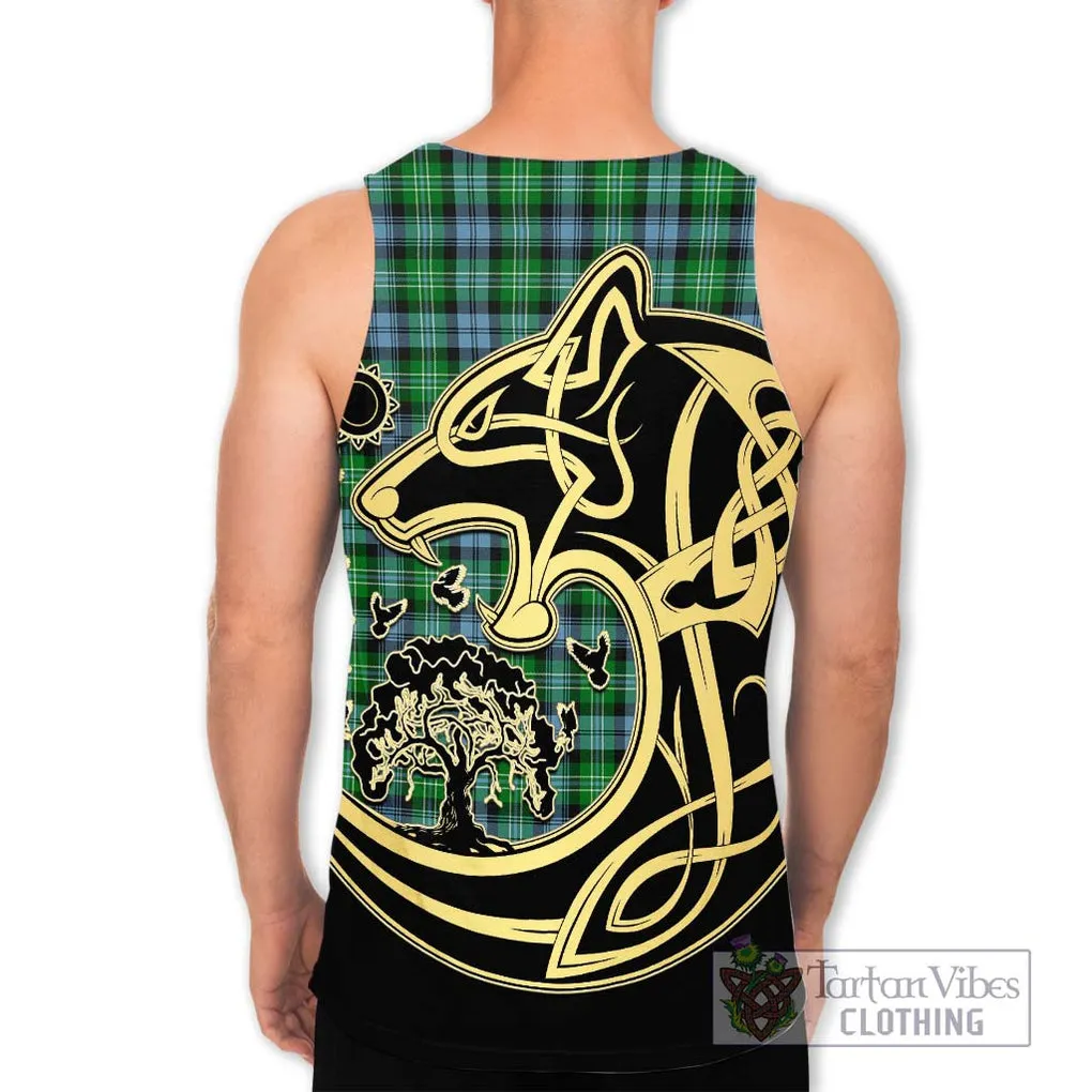 Arbuthnot Ancient Tartan Men's Tank Top with Family Crest Celtic Wolf Style