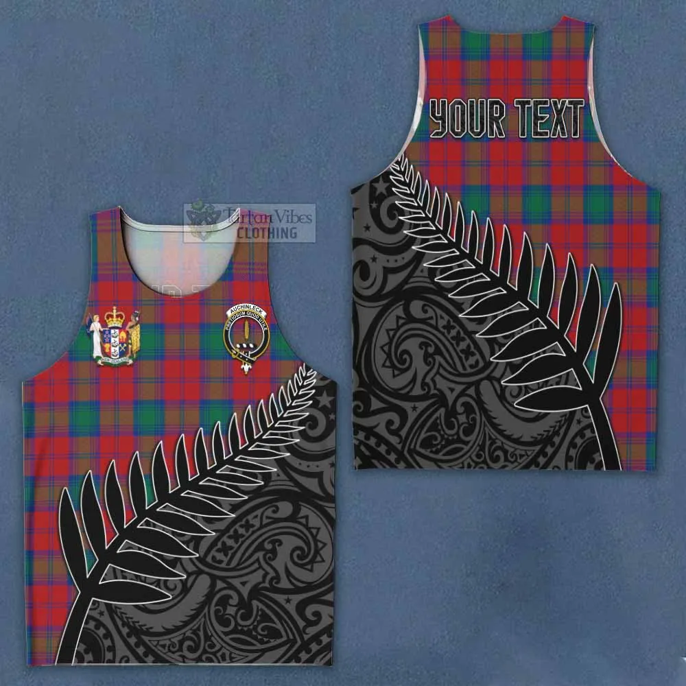 Auchinleck (Affleck) Crest Tartan Men's Tank Top with New Zealand Silver Fern Half Style