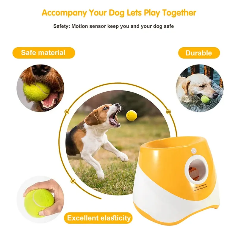 Automatic Dog Tennis Launcher Uses Mini Tennis Balls- Fun Interactive Rechargeable