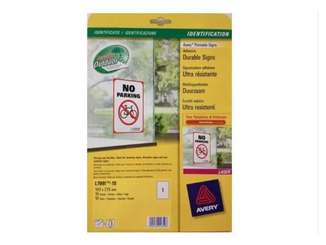 Avery Printable Durable Signs, 190 x 275 mm, 1label-sheet, 10lables-pack