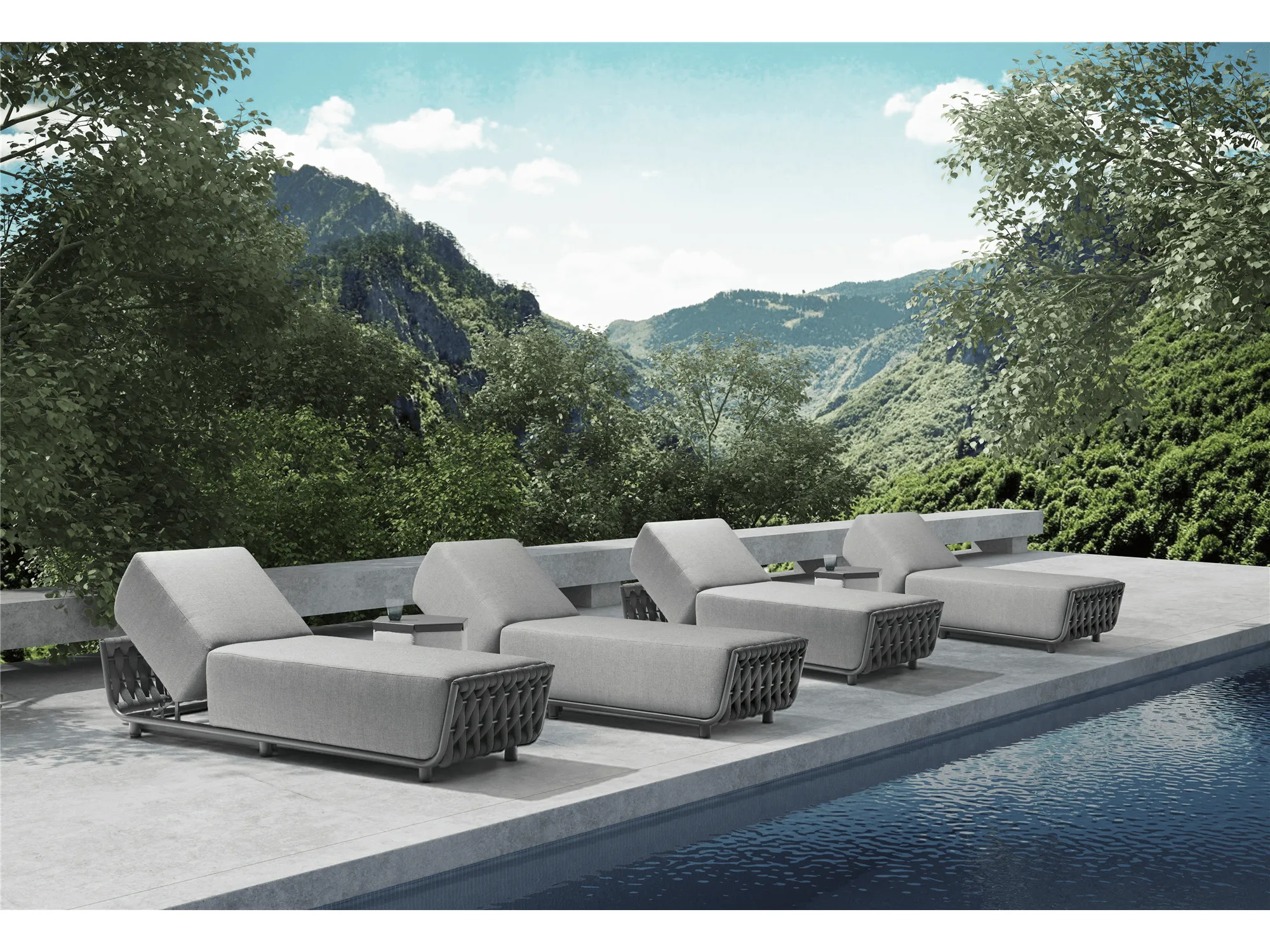 Ayla Outdoor Chaise Lounge  in Dark Grey