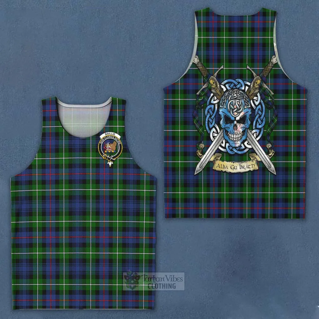 Baillie (Bailey) Tartan Men's Tank Top with Family Crest Celtic Skull Style