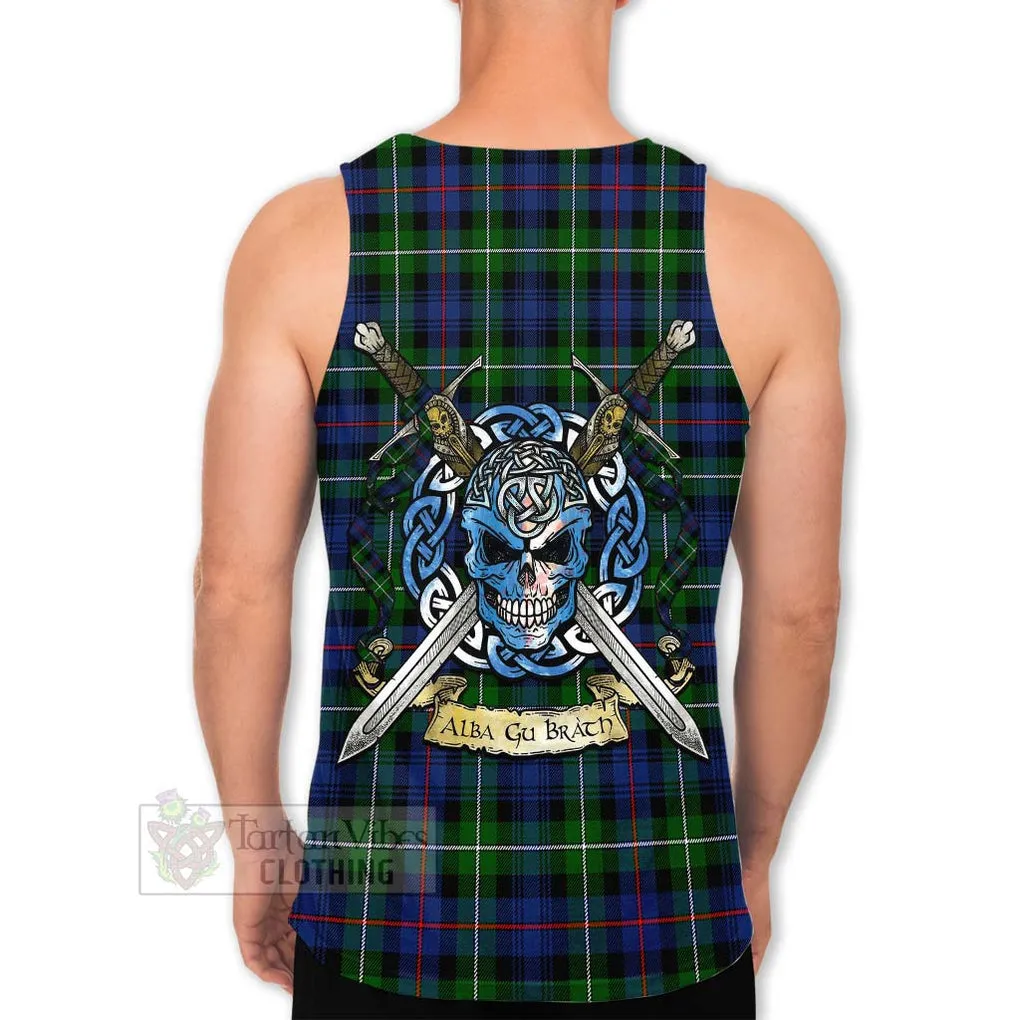 Baillie (Bailey) Tartan Men's Tank Top with Family Crest Celtic Skull Style