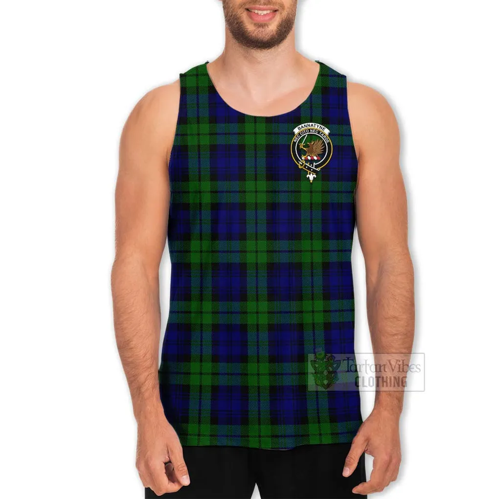 Bannatyne Tartan Men's Tank Top with Family Crest Celtic Skull Style