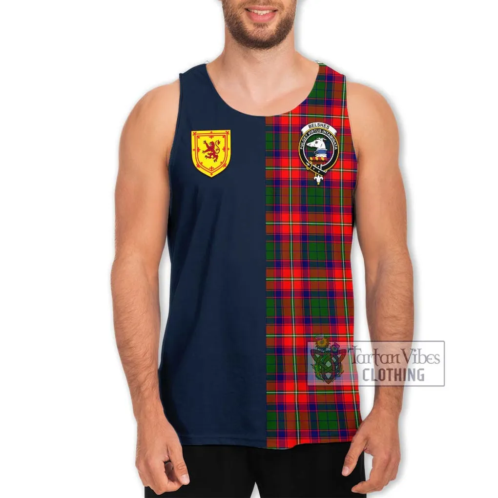 Belshes Tartan Men's Tank Top Alba with Scottish Lion Royal Arm Half Style