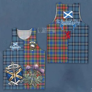 Bethune Tartan Men's Tank Top Happy St. Andrew's Day Half Tartan Style