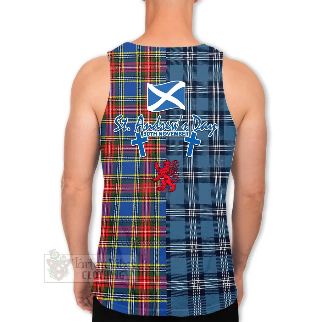 Bethune Tartan Men's Tank Top Happy St. Andrew's Day Half Tartan Style