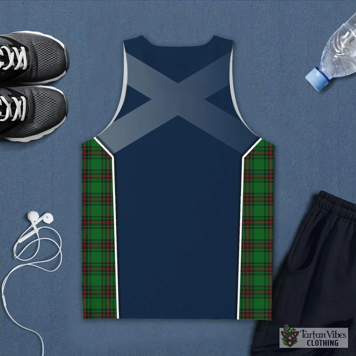 Beveridge Tartan Men's Tanks Top with Family Crest and Scottish Thistle Vibes Sport Style