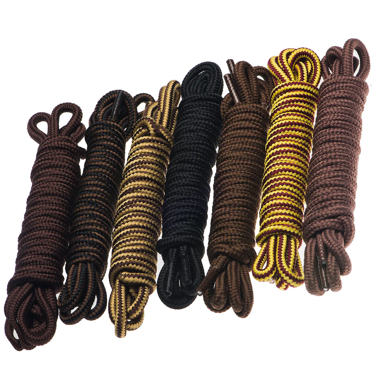 Birch's 1/5" Thick Tough and Heavy Duty Round Boot Shoelaces - Yellow Brown