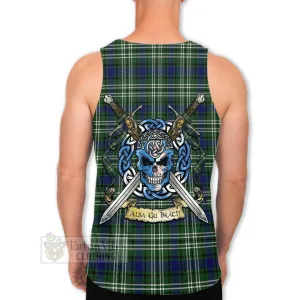 Blyth Tartan Men's Tank Top with Family Crest Celtic Skull Style