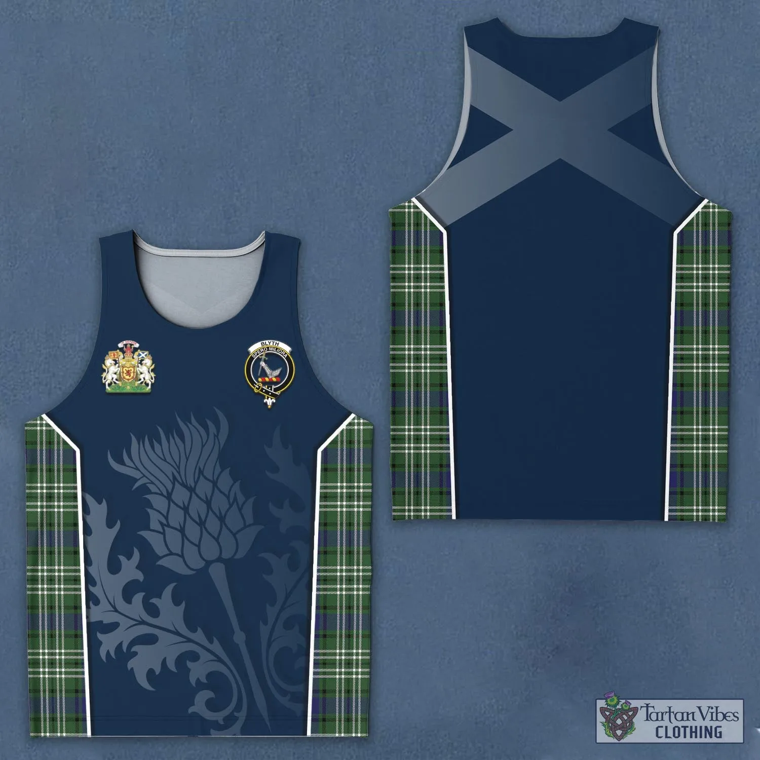 Blyth Tartan Men's Tanks Top with Family Crest and Scottish Thistle Vibes Sport Style